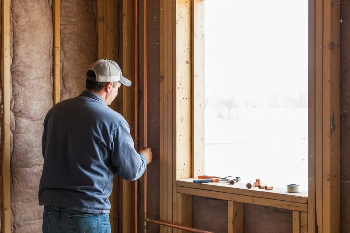 Licensed plumber running new copper supply lines in a Kalamazoo home